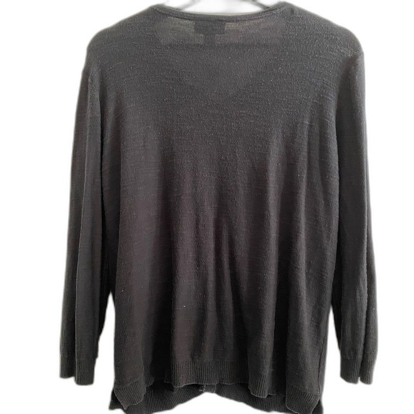 LOFT L Women's Textured Black Button Up Cardigan, Business Casual, Office OF-22 - Picture 2 of 9